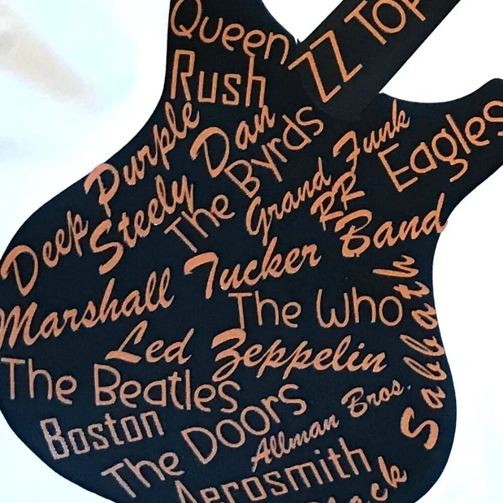 Handmade Pillow Cover, 1970s Rock Bands Guitars Music Room Decor 20 x 20 inches
